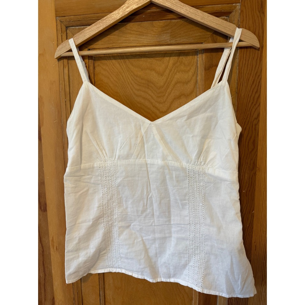 Route 66 White Cotton Sequin Eyelet Camisole Top Y2K Small Cotton